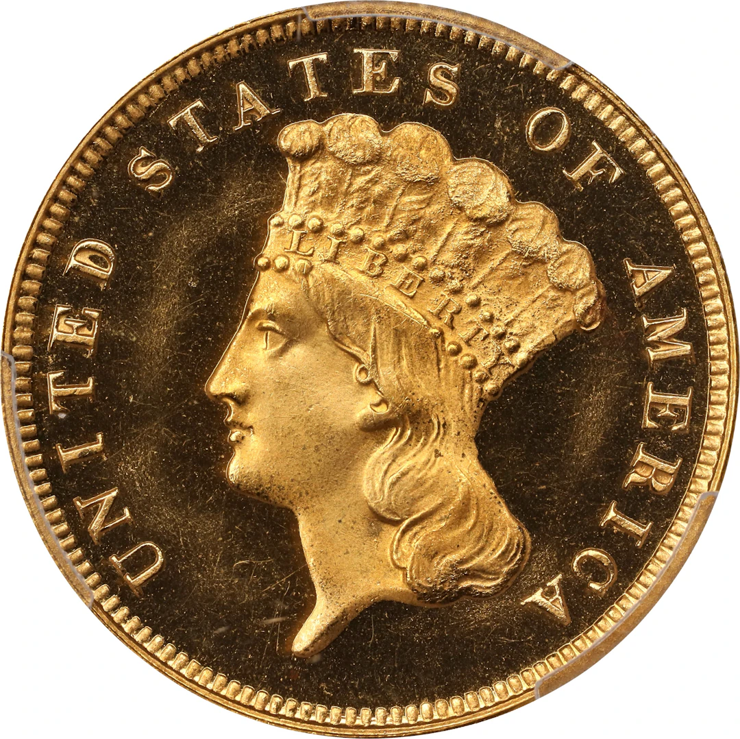 1876 Three-Dollar Gold Piece. JD-2. Rarity-6. Proof-66+ Deep Cameo (PCGS). CAC.
