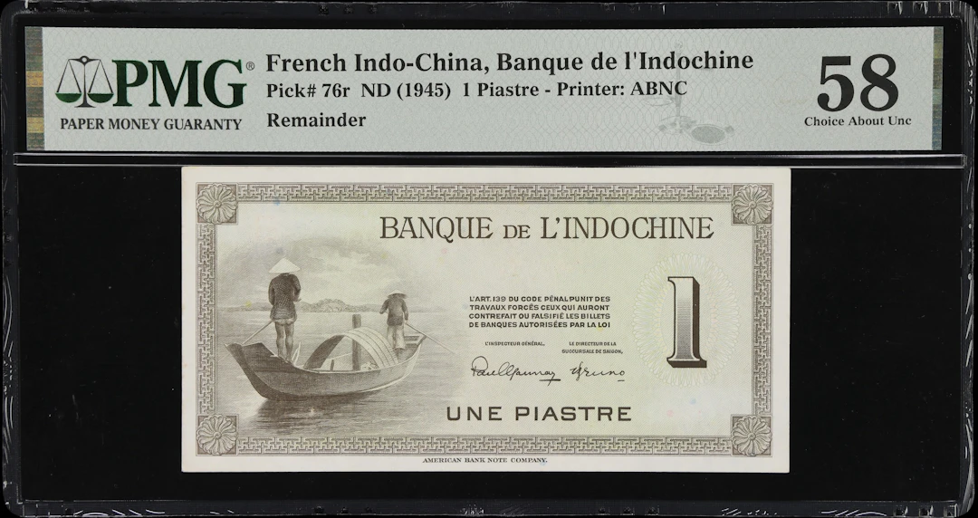 FRENCH INDO-CHINA. Banque de l'Indochine. 1 Piastre, ND (1945). P-76r.