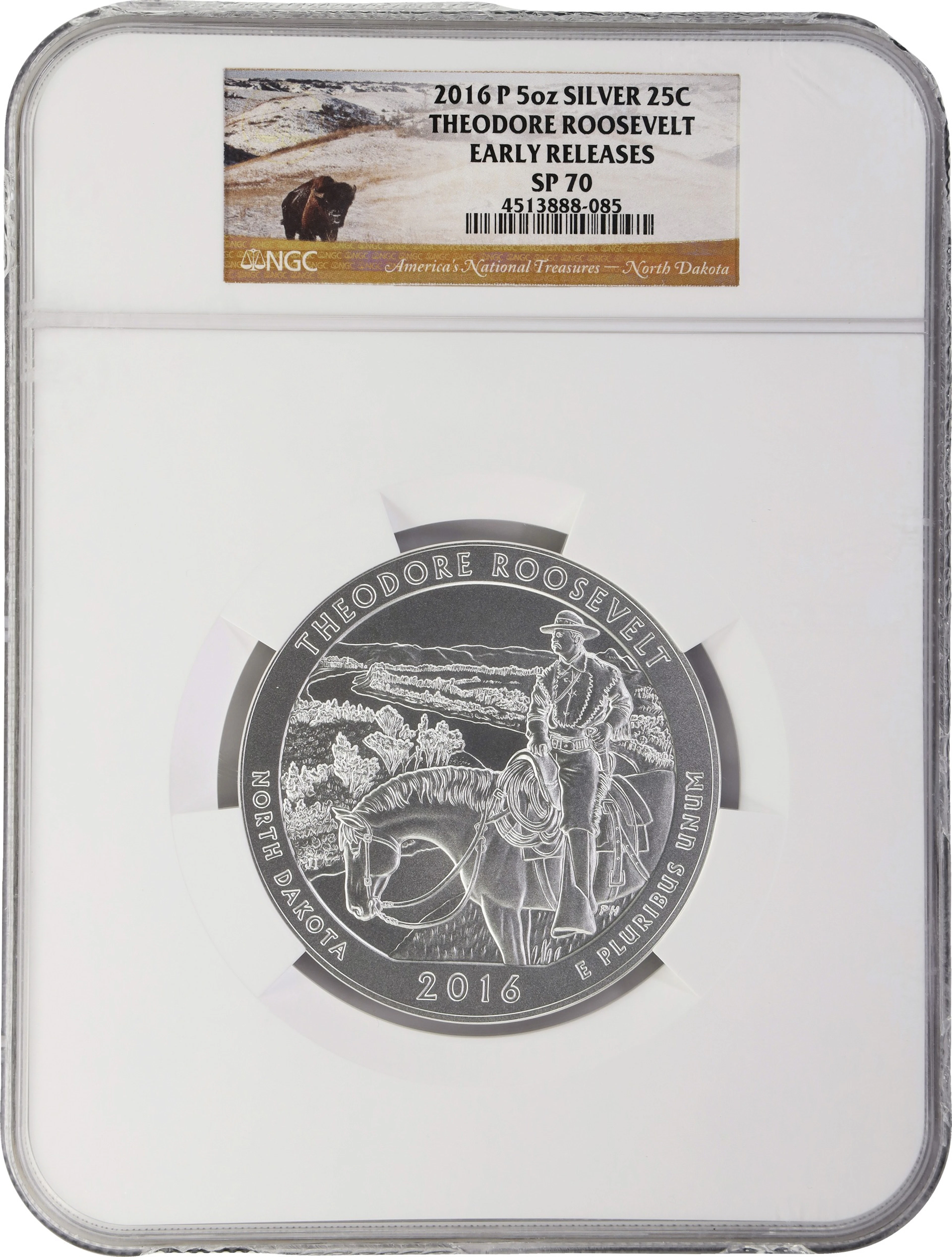 (5 oz, 155.52 g ASW). 2016-P Theodore Roosevelt America the Beautiful