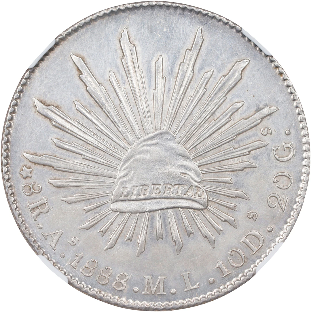 MEXICO. 8 Reales, 1888/7-As ML. Alamos Mint. NGC Unc Details--Cleaned.
