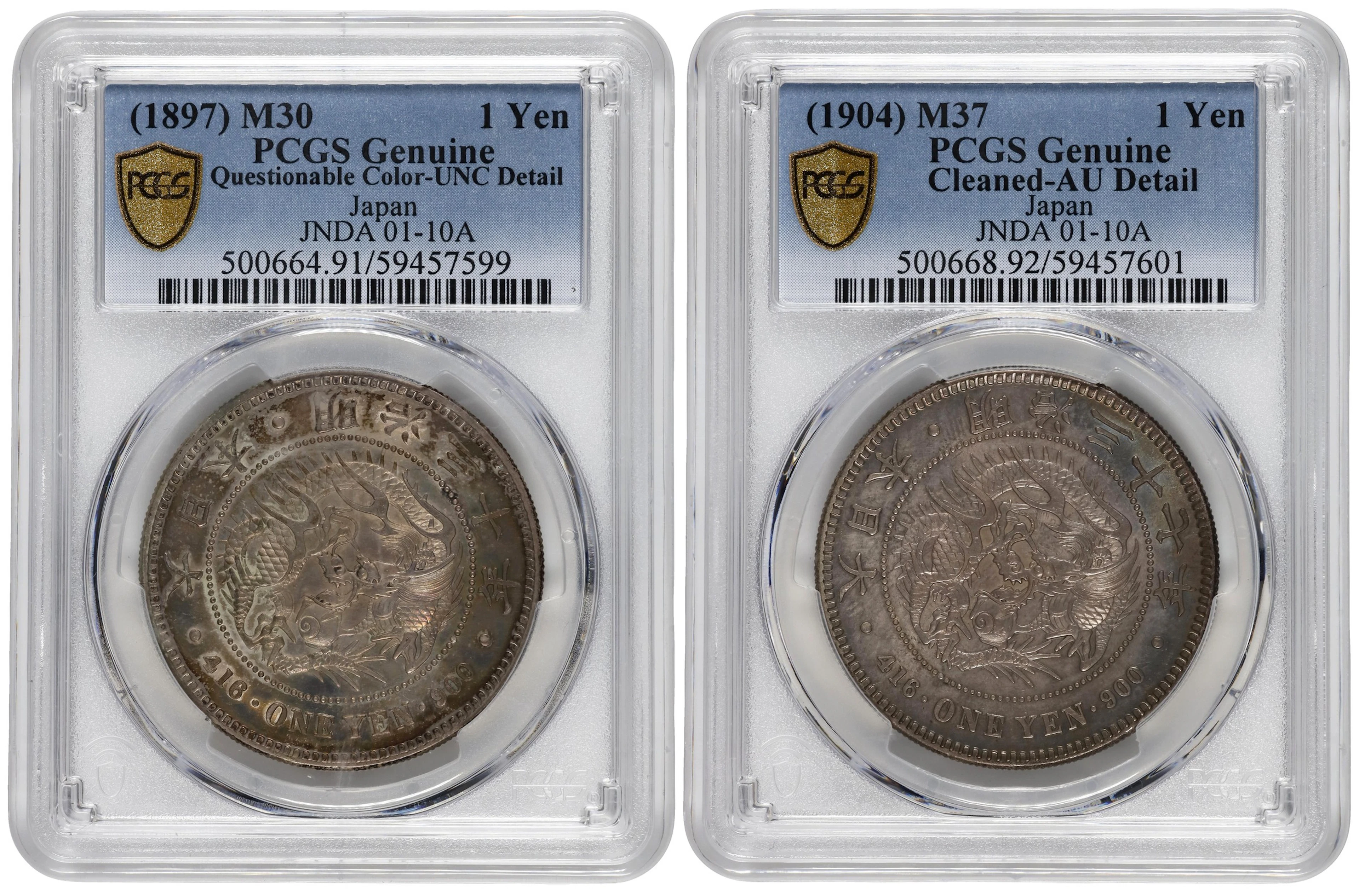 JAPAN. Duo of Yen (2 Pieces), 1897 & 1904. Osaka Mint. Mutsuhito (Meiji).