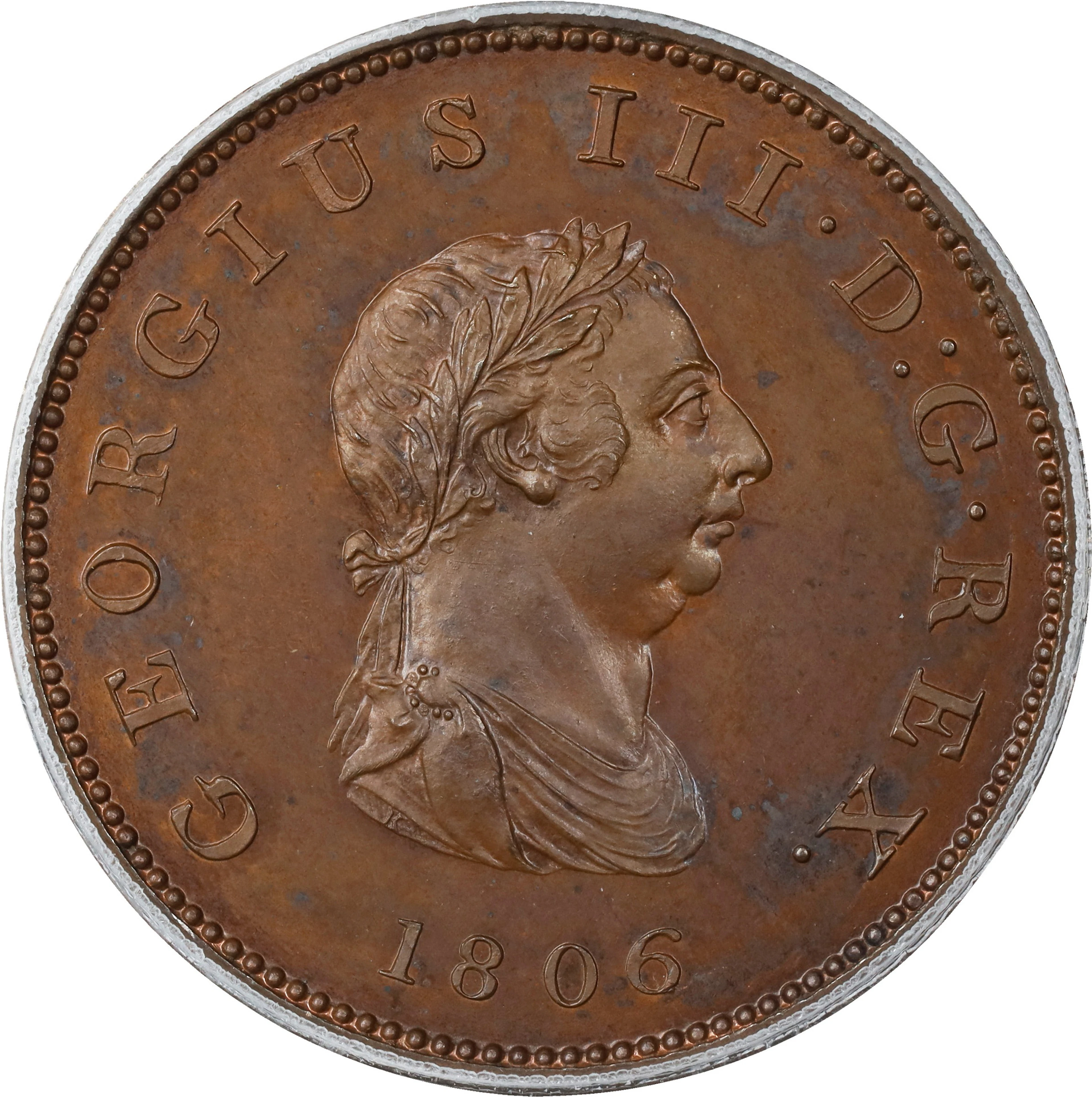 GREAT BRITAIN. 1/2 Penny, 1806. Birmingham (Soho) Mint. George III.