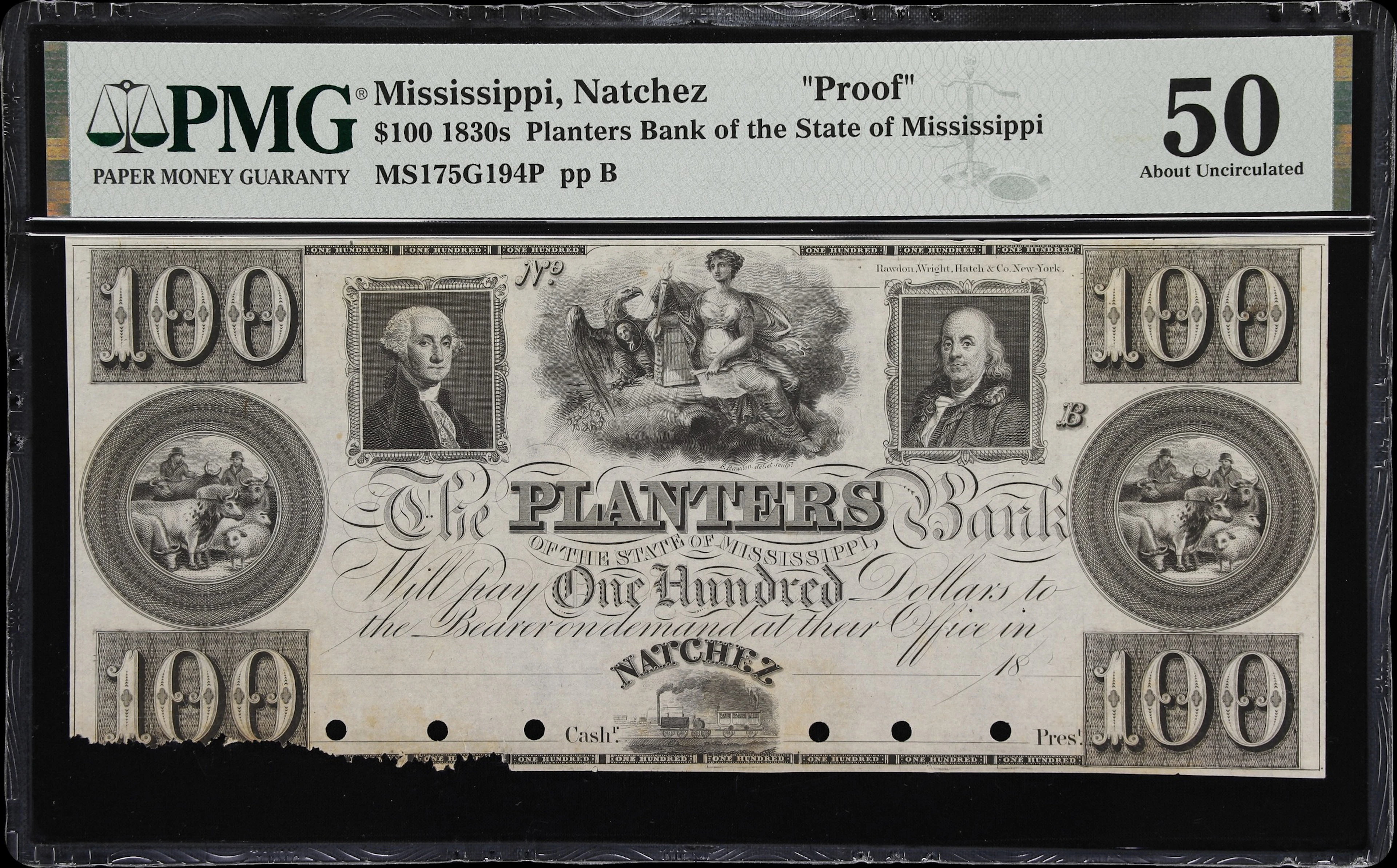 Natchez, Mississippi. Planters Bank of the State of Mississippi. 18xx