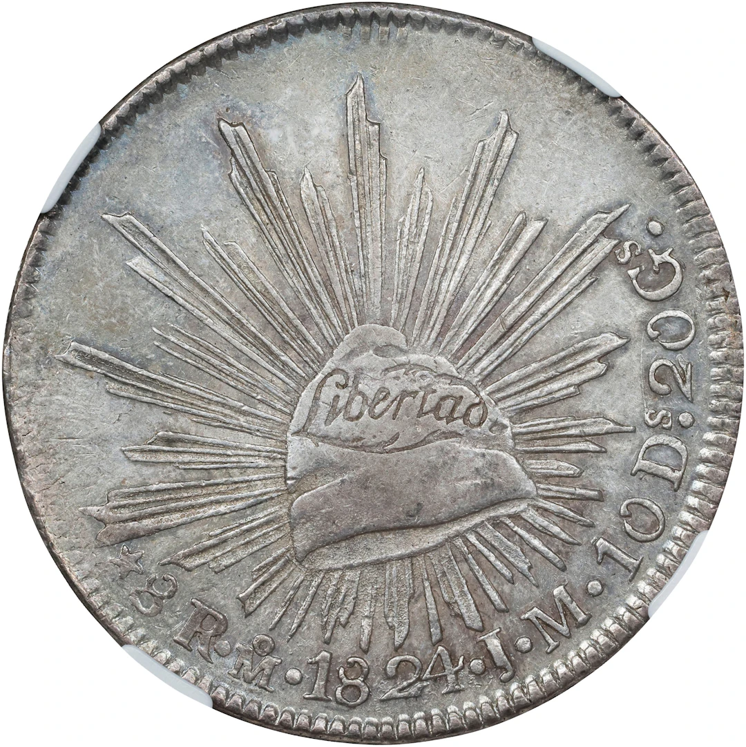 MEXICO. "Hookneck" 8 Reales, 1824-Mo JM. Mexico City Mint. NGC AU
