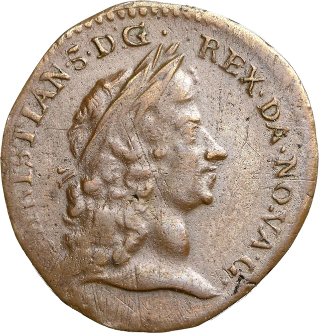 NORWAY. Copper Off-Metal Strike 2 Ducats, ND (1673). Christiania Mint.