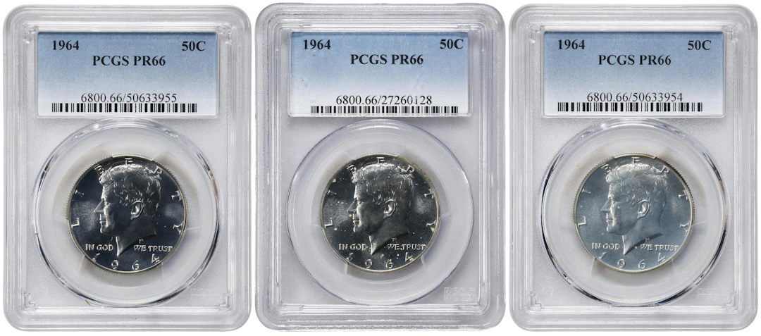 Lot of (3) 1964 Kennedy Half Dollars. Proof-66 (PCGS).