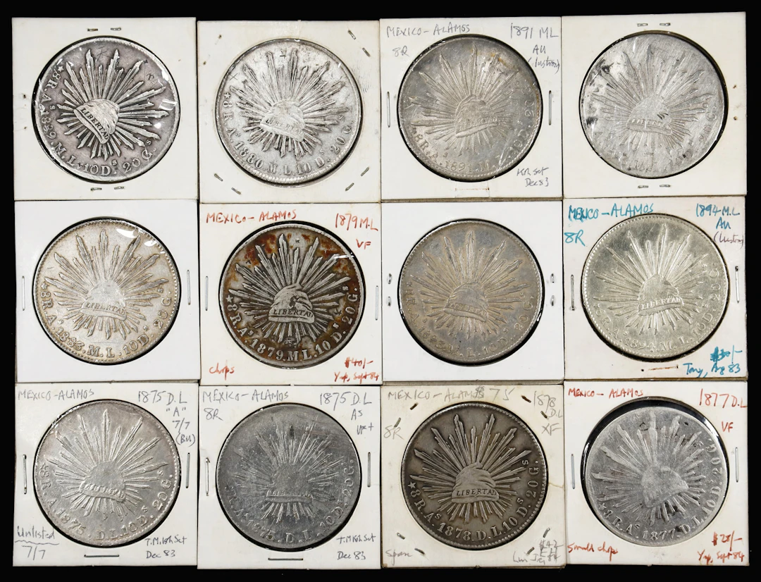 MEXICO. Group of 8 Reales (12 Pieces), 1875-95. Alamos Mint. Grade