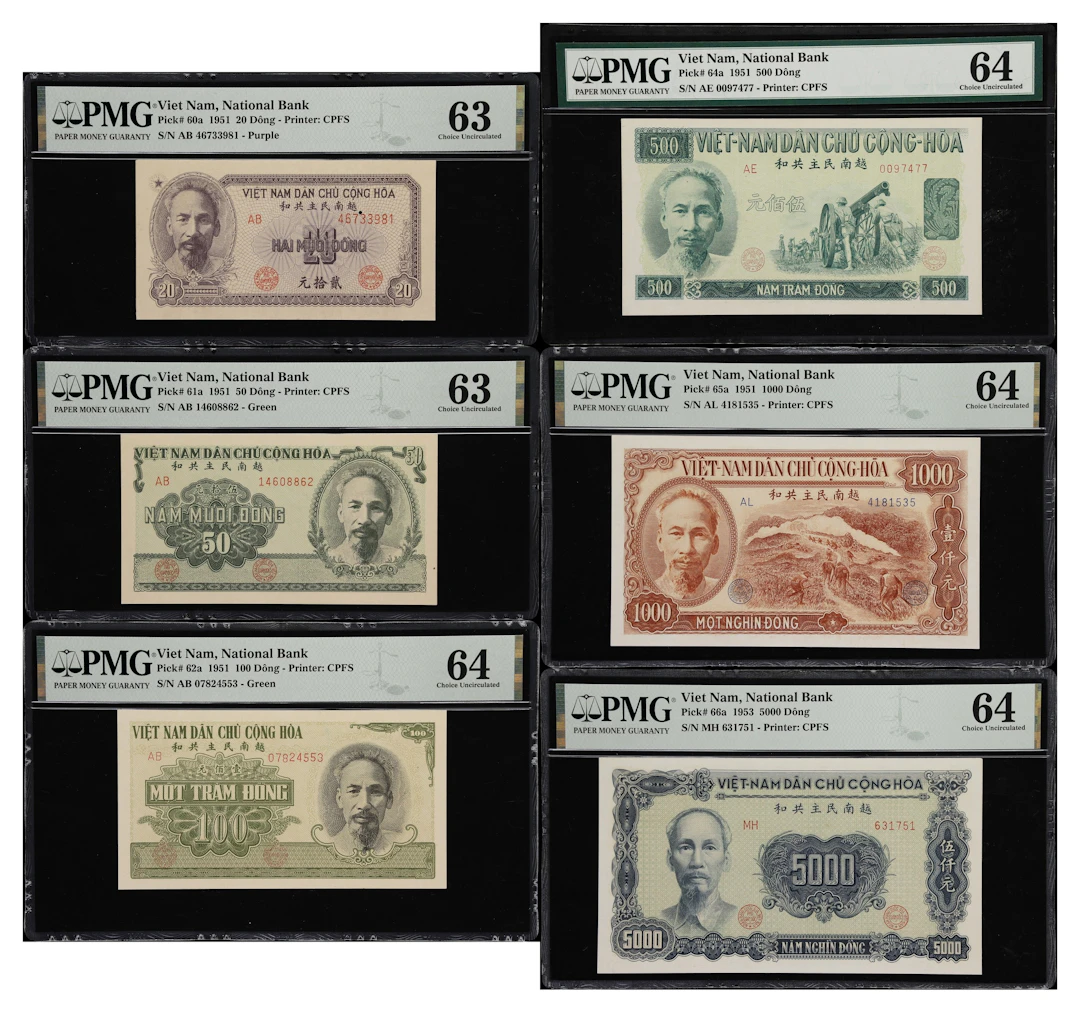 VIETNAM. Lot of (6). National Bank of Vietnam. 20, 50, 100, 500, 1000