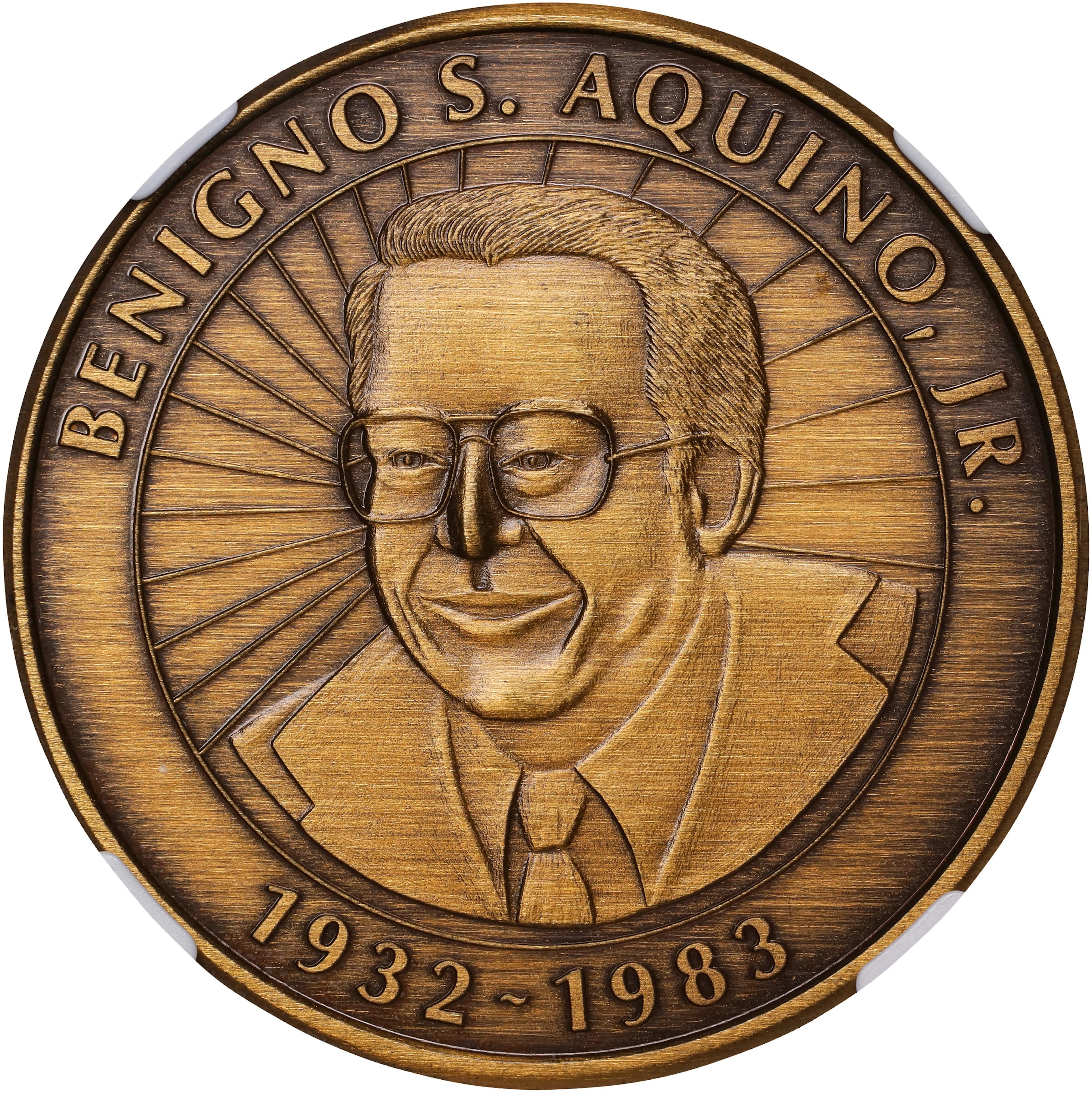PHILIPPINES. National Martyr Brass Medal, 1983. NGC MS-69.