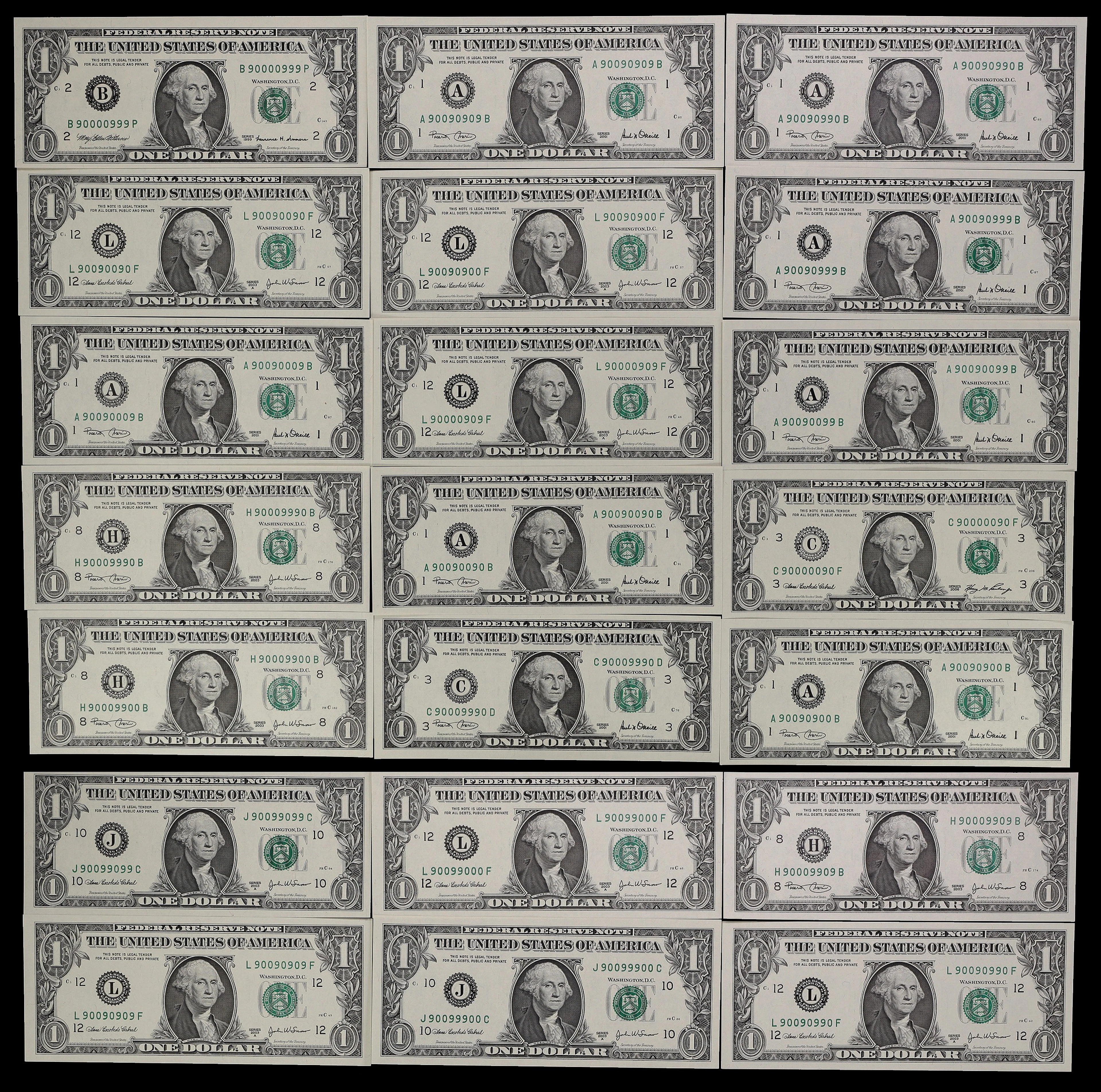 Lot of (21) Fr. 1924-B, 1926-A, 1926-C, 1929-H, 1931-J, 1931-L & 1933-C.