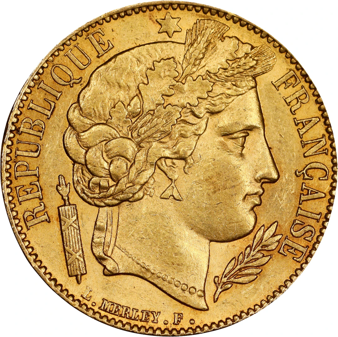 (0.187 oz, 5.816 g AGW). France. 1851-A Gold 20 Francs.