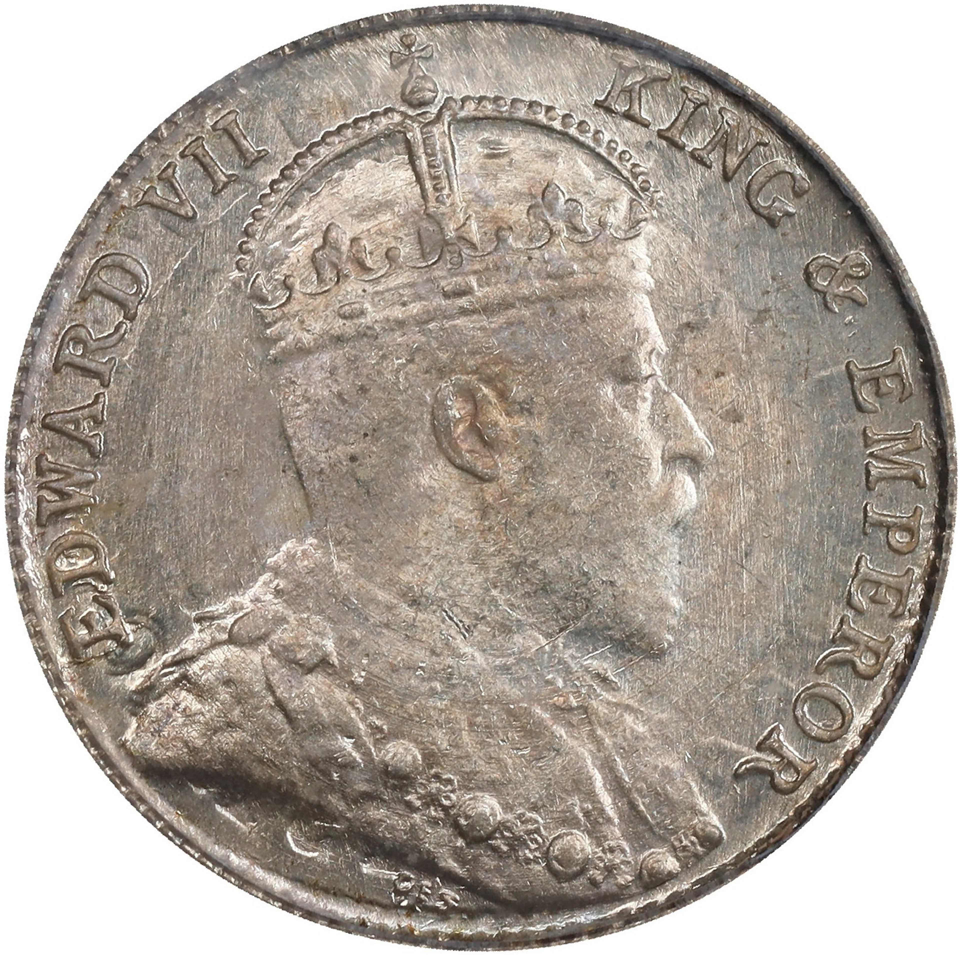 STRAITS SETTLEMENTS. 5 Cents, 1910-B. Bombay Mint. Edward VII. PCGS MS-64.