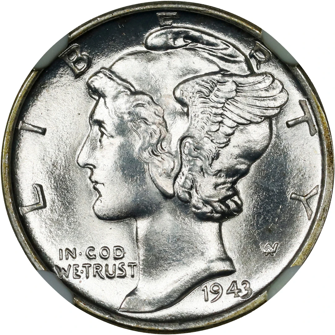 1943-D Mercury Dime. MS-68 FB (NGC).