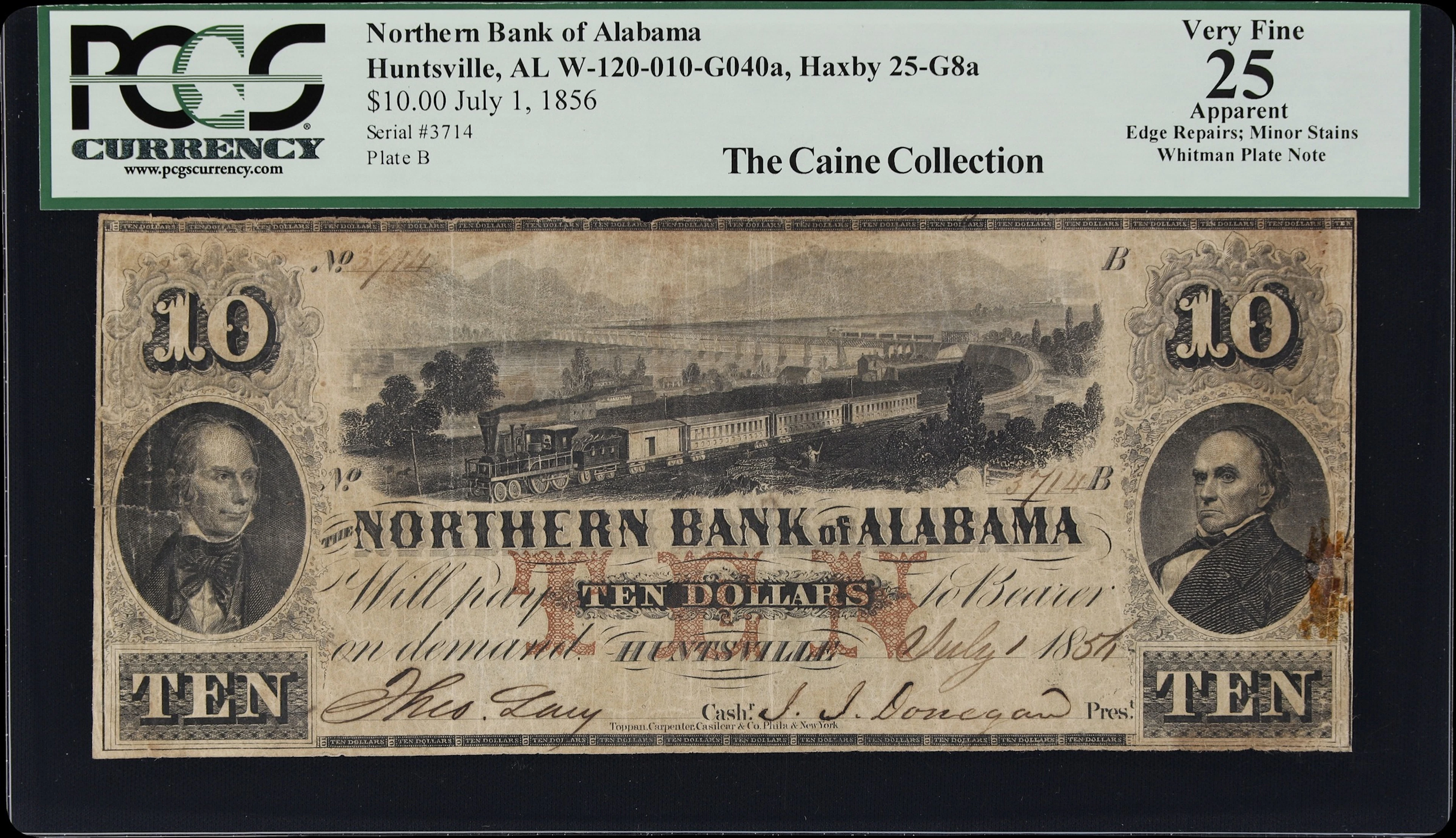 Huntsville, Alabama. Northern Bank of Alabama. 1856 $10. PCGS Currency