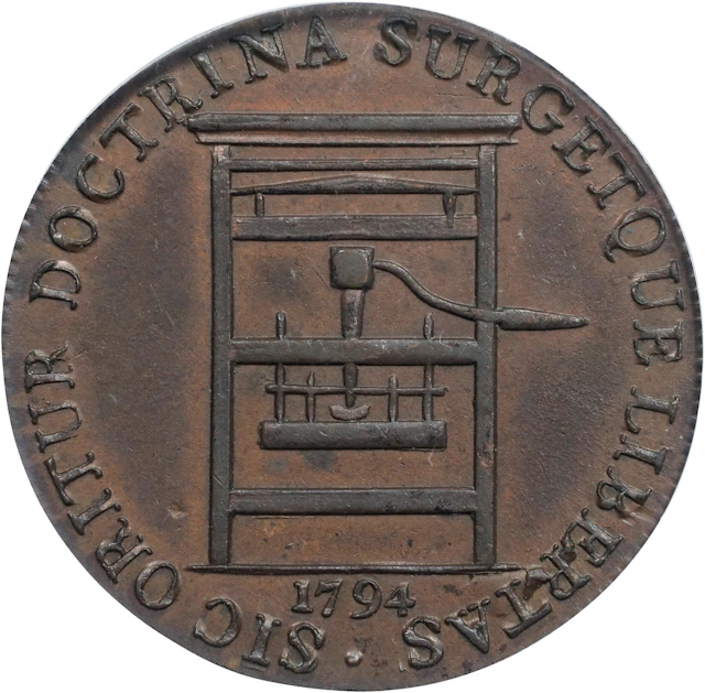 1794 Franklin Press Token. W-8850. Rarity-1. Plain Edge. AU-55 (PCGS).