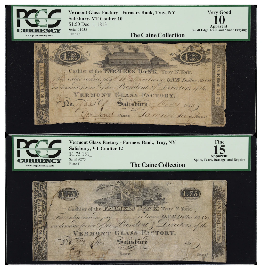 Lot of (2) Salisbury, Vermont. Vermont Glass Factory. 181x-13 $1.50