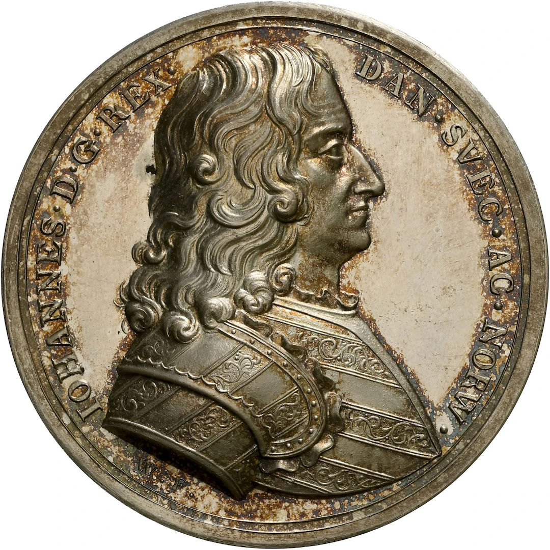 DENMARK. Royal Lineage Restrike Silver Medal, ND (1513). Hans. NGC MS-64.