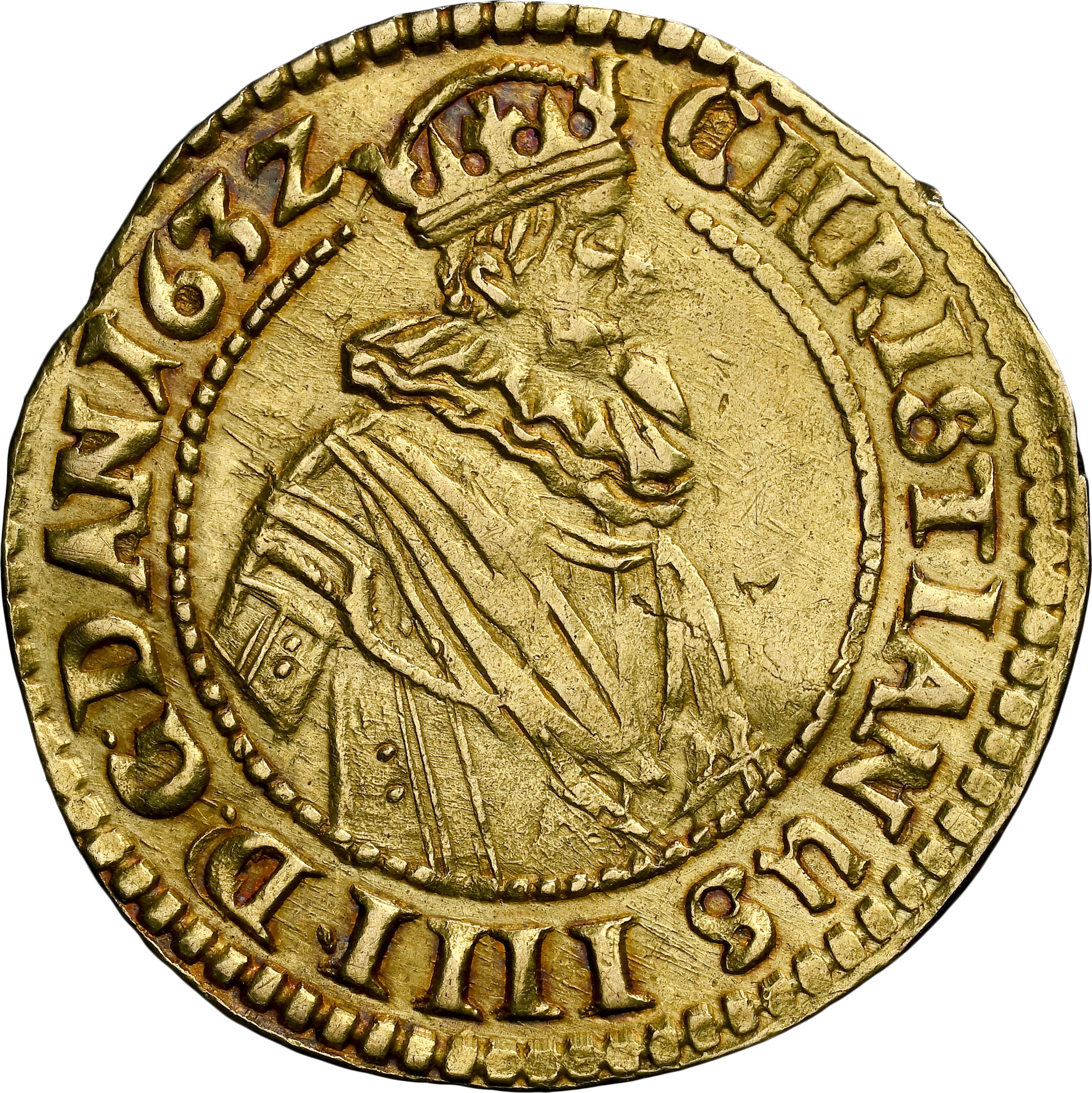 DENMARK. Gold Gulden (Rhinsk Gylden), 1632. Copenhagen Mint. Christian