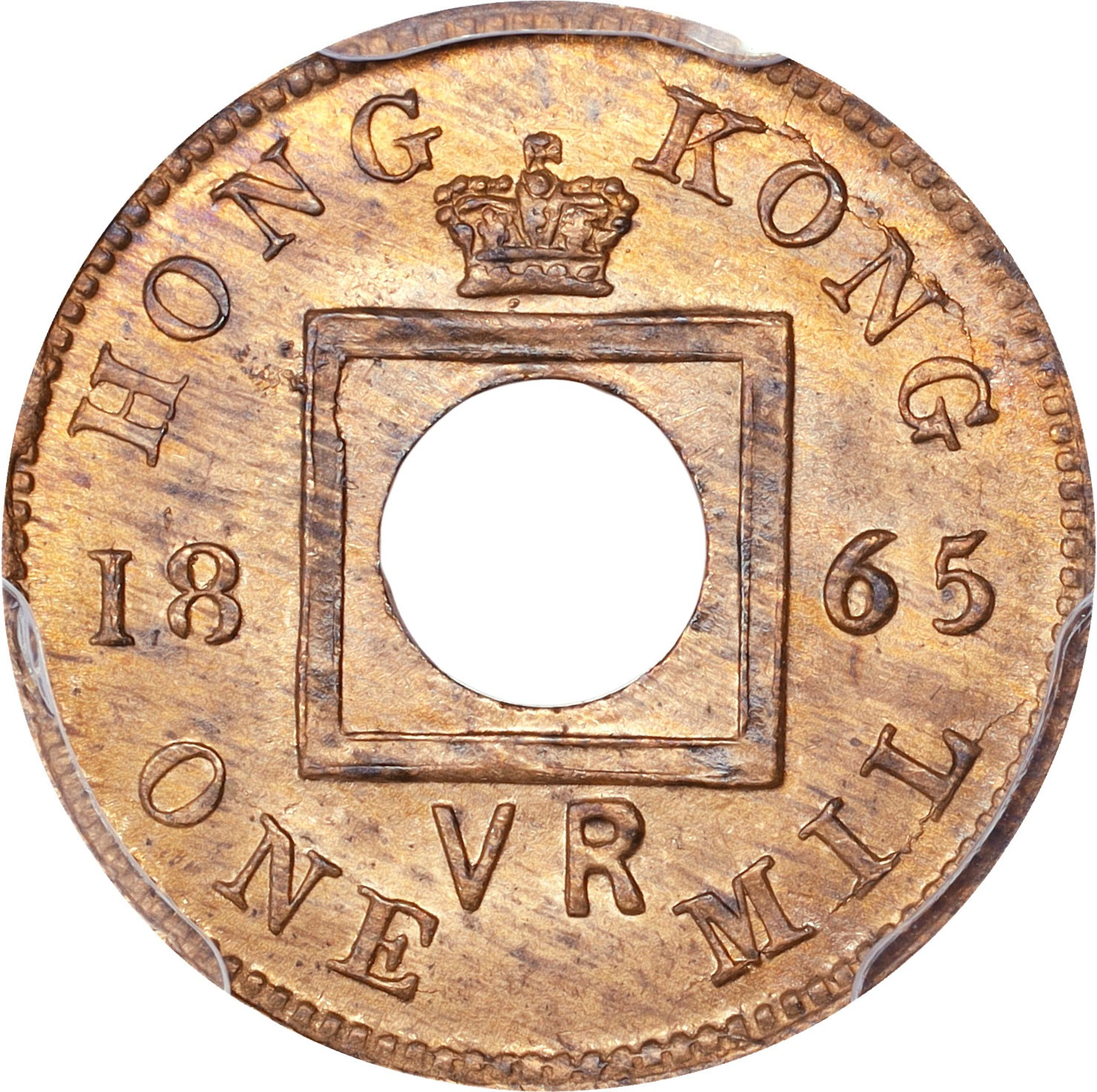 (t) HONG KONG (SAR). Mil, 1865. Birmingham (Heaton) Mint. Victoria.
