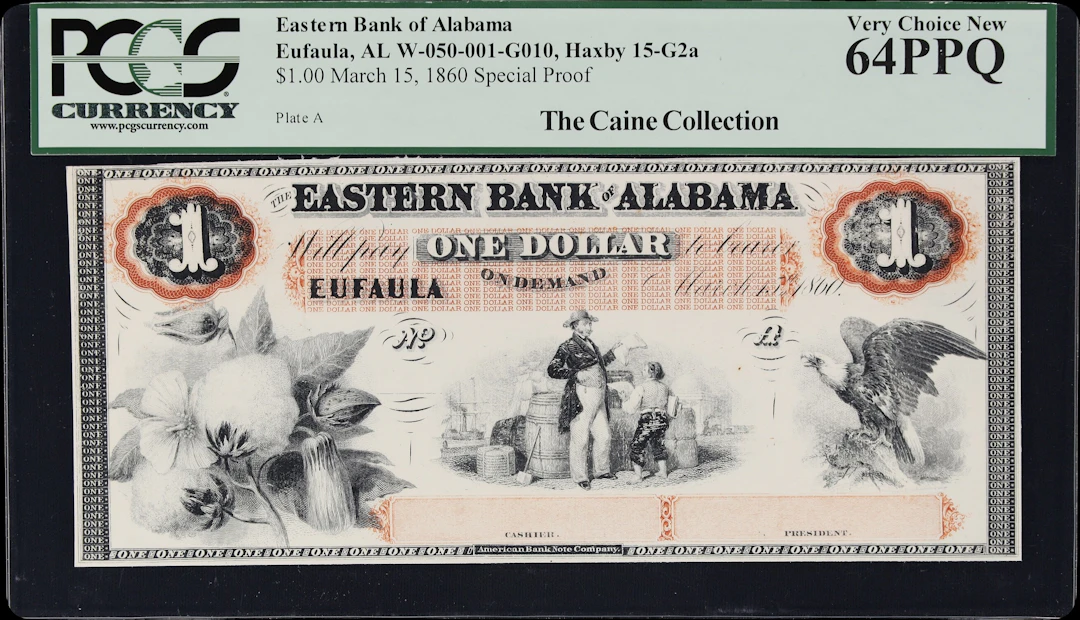 Eufaula, Alabama. Eastern Bank of Alabama. 1860 $1. PCGS Currency
