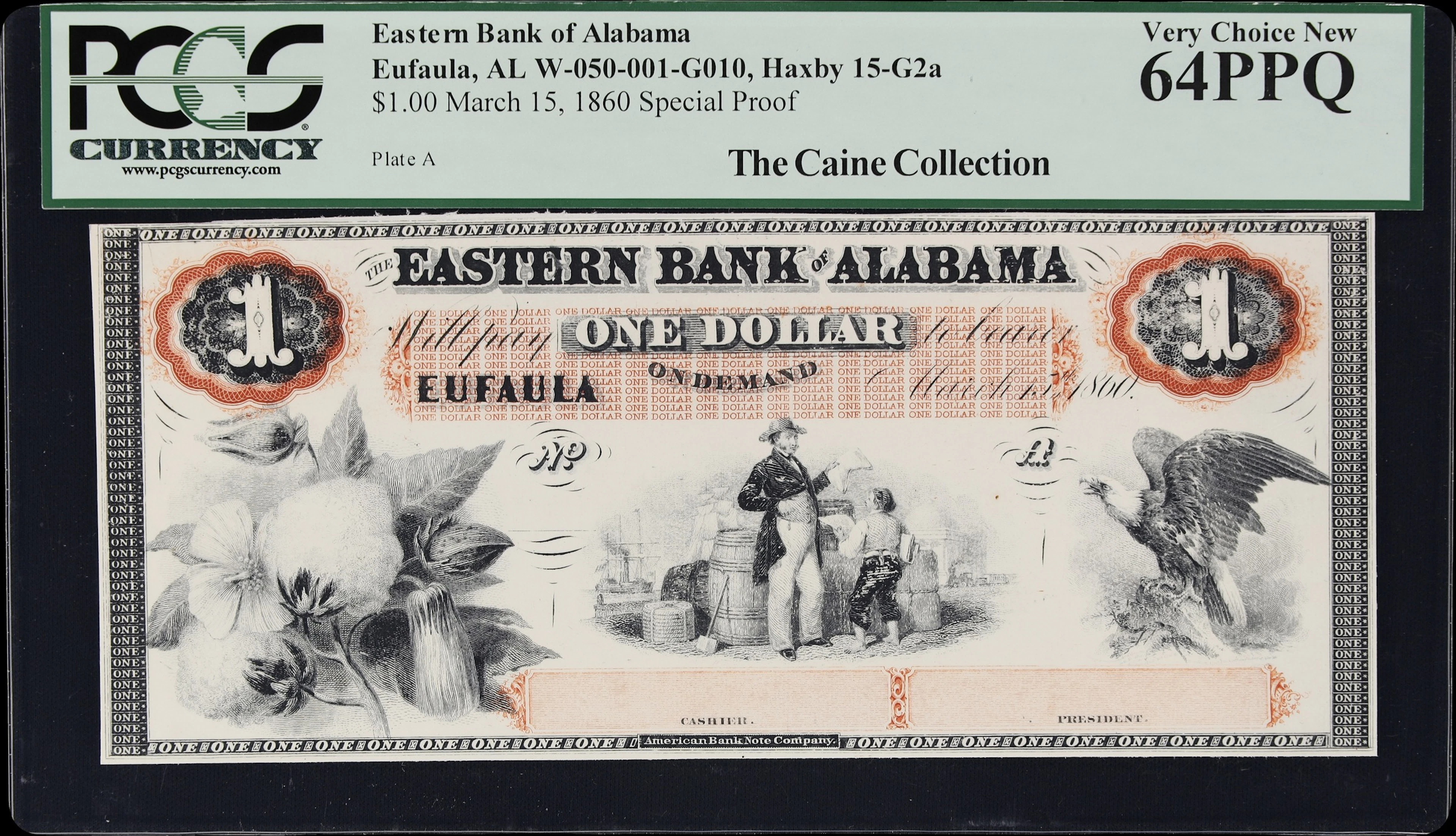 Eufaula, Alabama. Eastern Bank of Alabama. 1860 $1. PCGS Currency