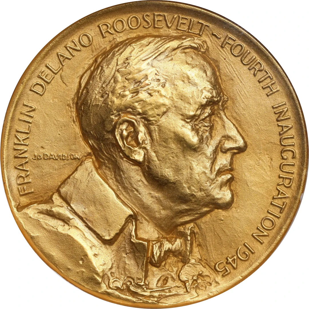 1945 Franklin Delano Roosevelt Fourth Inaugural Medal. Dusterberg-OIM