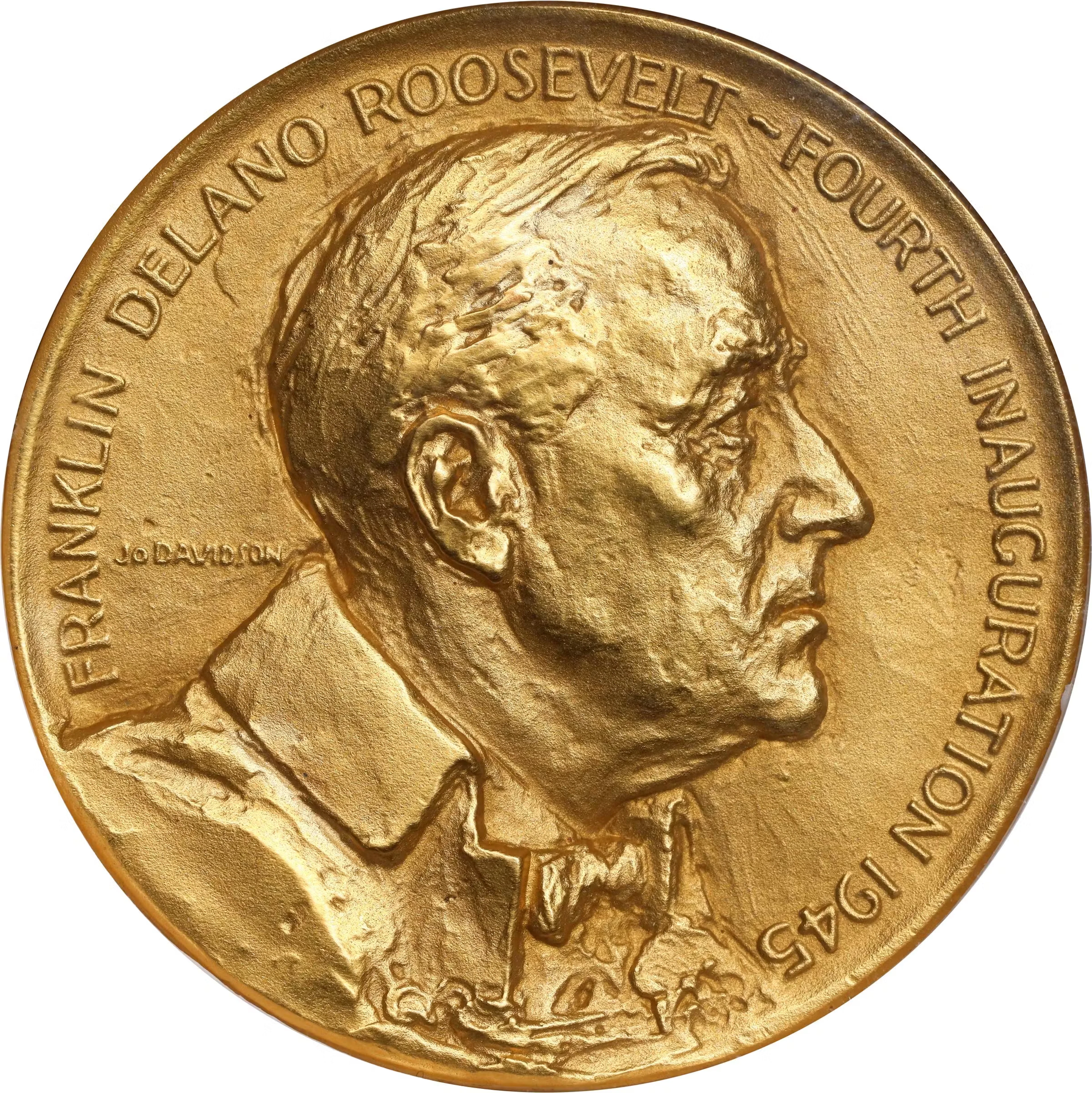 1945 Franklin Delano Roosevelt Fourth Inaugural Medal. Dusterberg-OIM