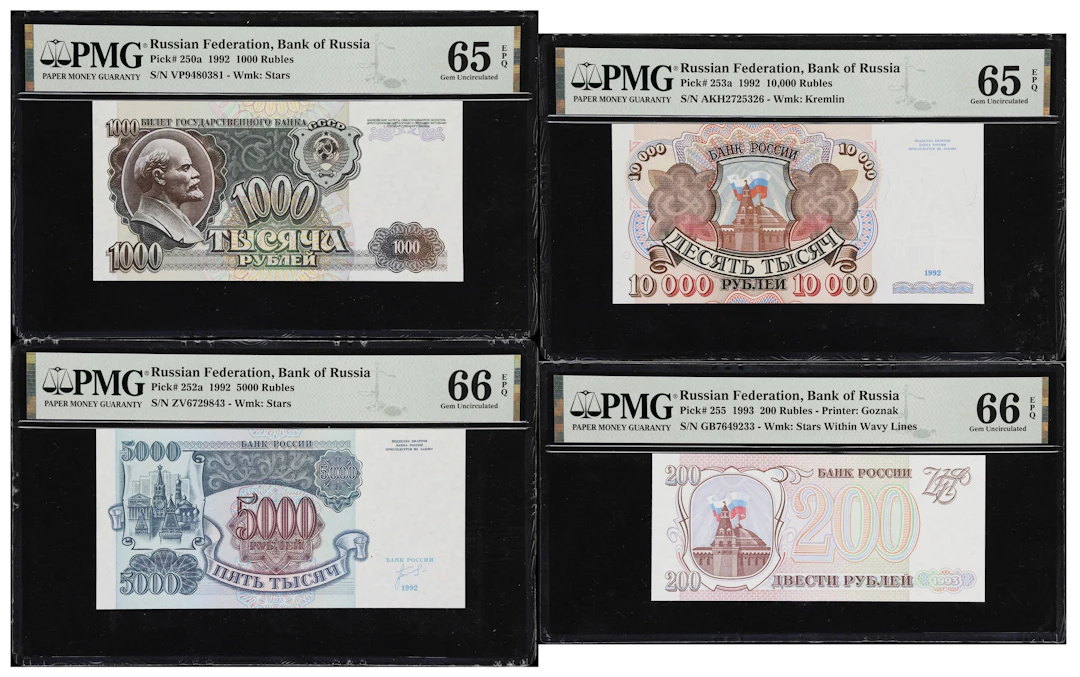 (t) RUSSIA--MISCELLANEOUS. Lot of (4). Gosudarstvenniy Bank & Bank