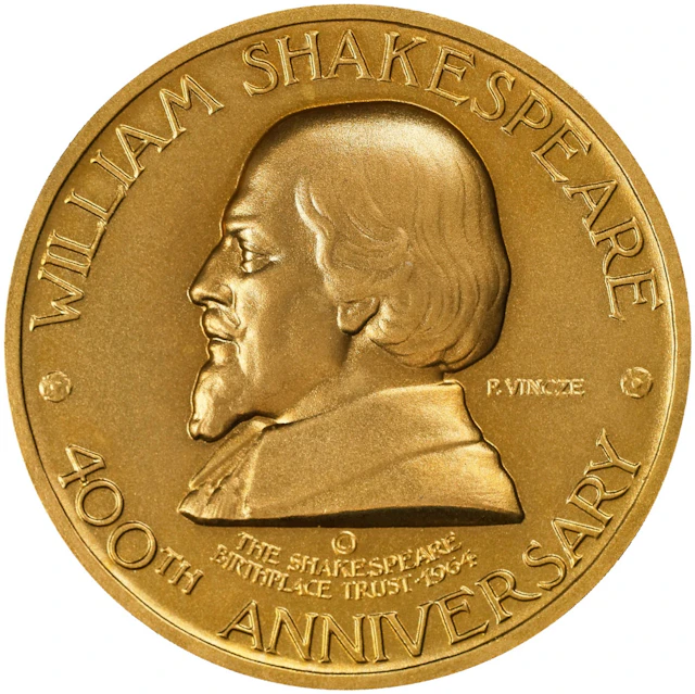 1964 William Shakespeare 400th Anniversary of Birth Medal. Second