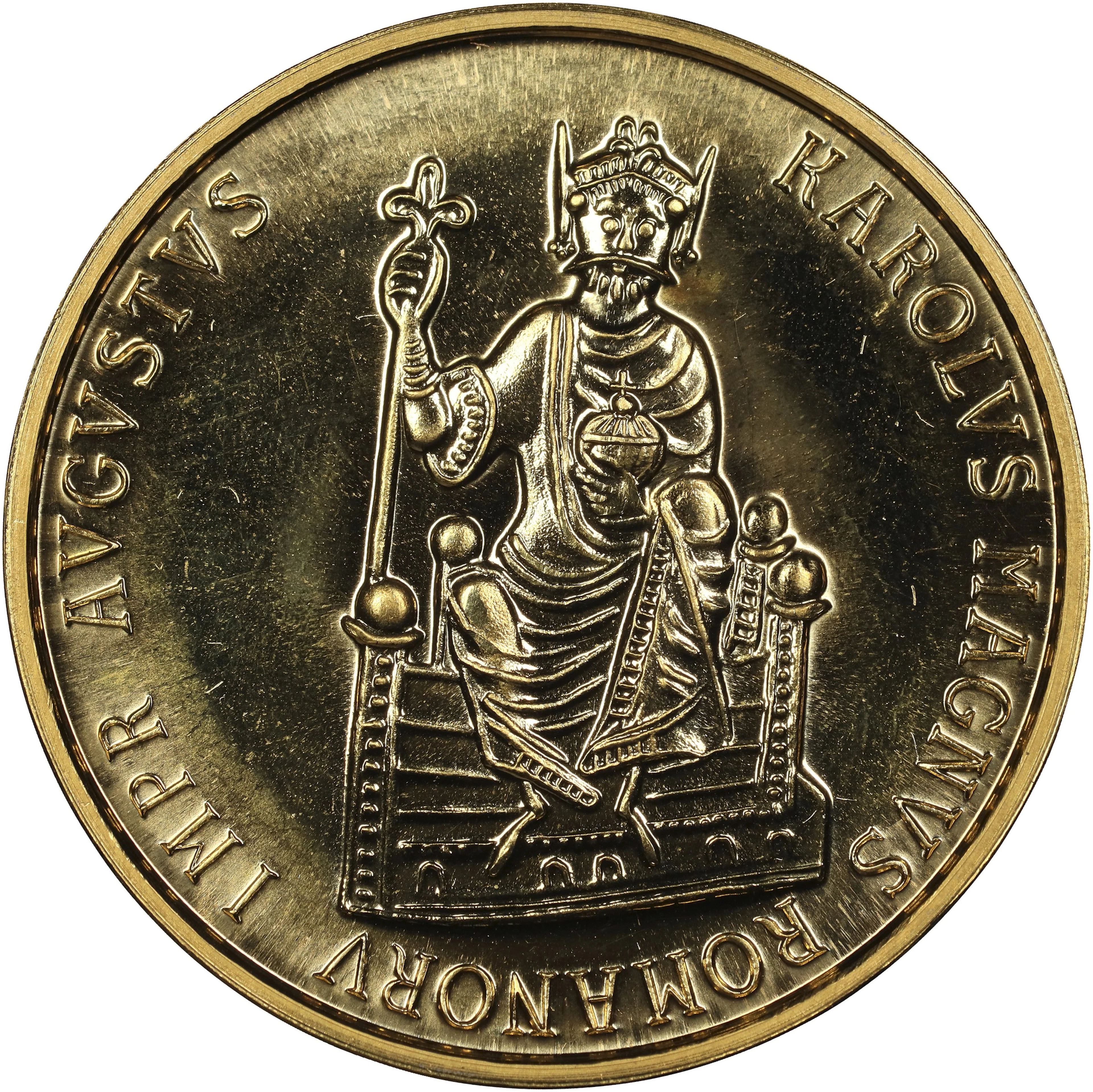 (0.5 oz, 15.552 g AGW). Belgium. 1989 Charlemagne Gold 50 Ecu.