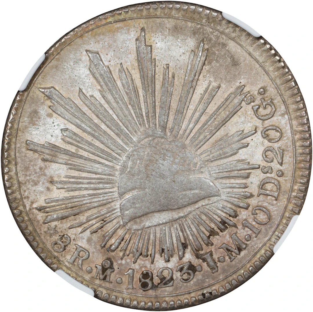 MEXICO. "Hookneck" 8 Reales, 1823-Mo JM. Mexico City Mint. NGC AU