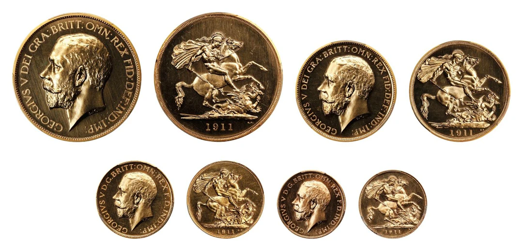 GREAT BRITAIN. Gold Coronation Proof Set (4 Pieces), 1911. London