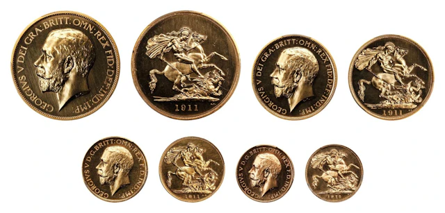 GREAT BRITAIN. Gold Coronation Proof Set (4 Pieces), 1911. London