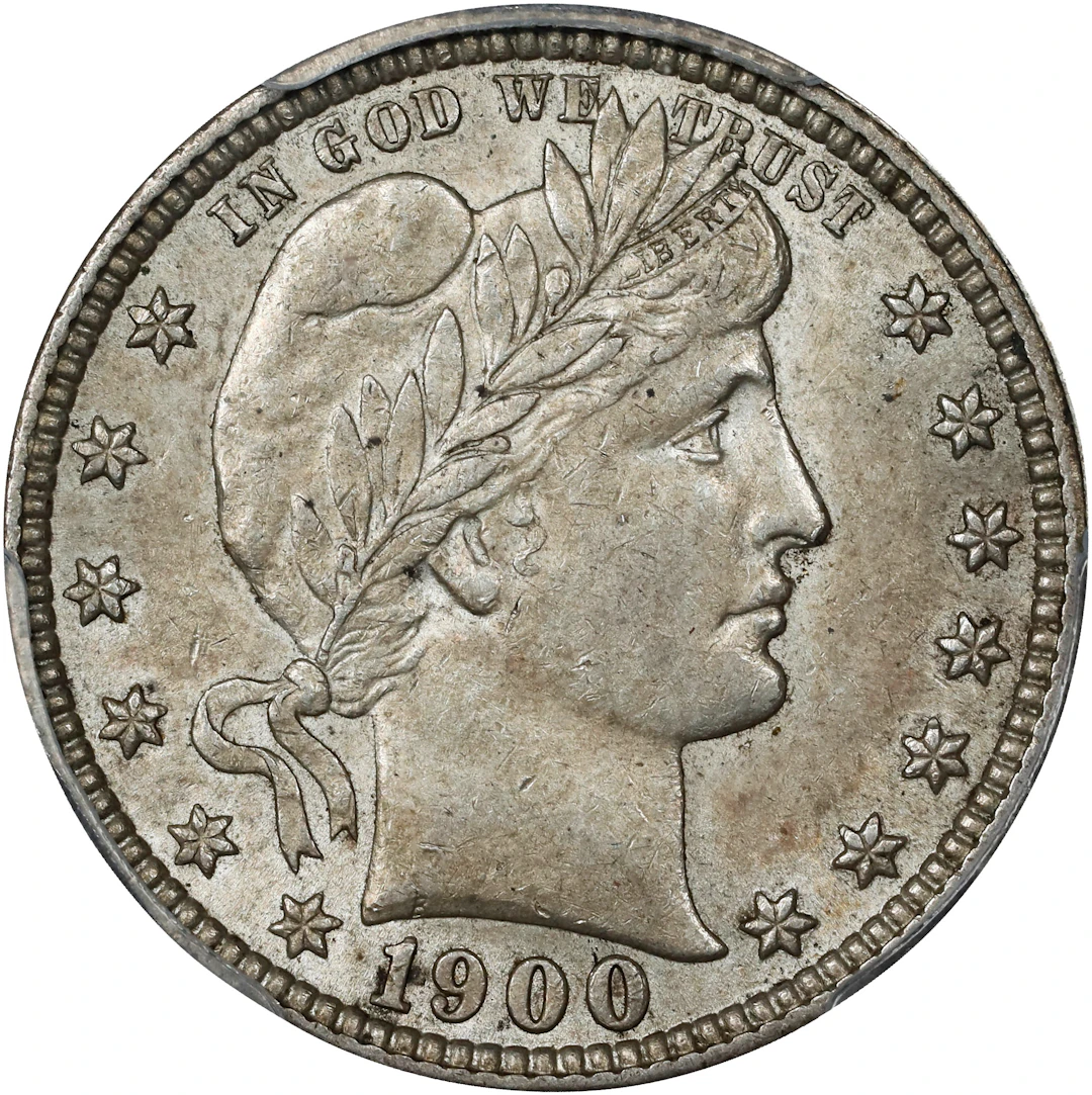 1900 Barber Quarter. AU-55 (PCGS).