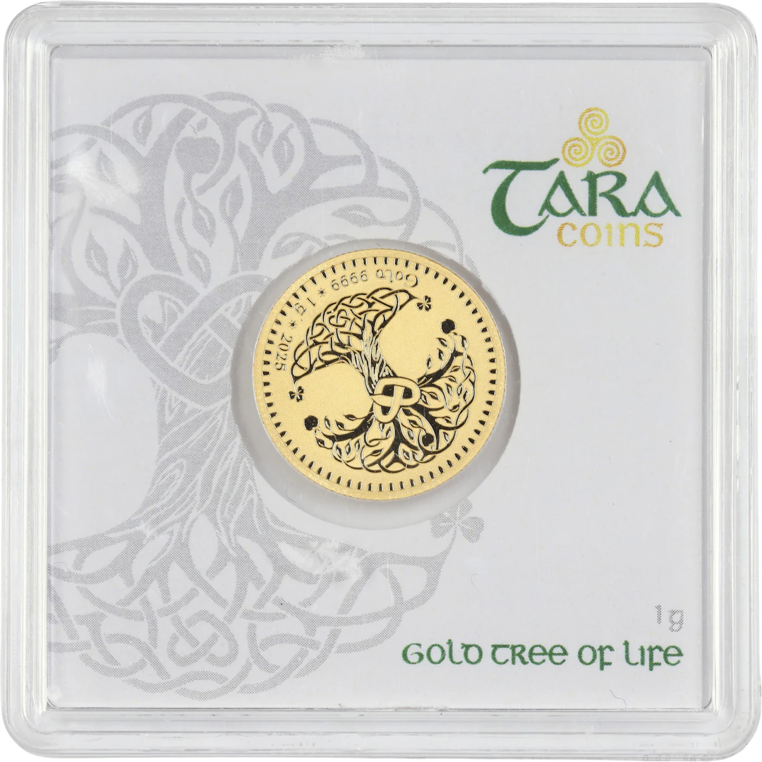 (0.032 oz, 1 g AGW). Tara Coins Tree of Life 1 gram Gold Round.