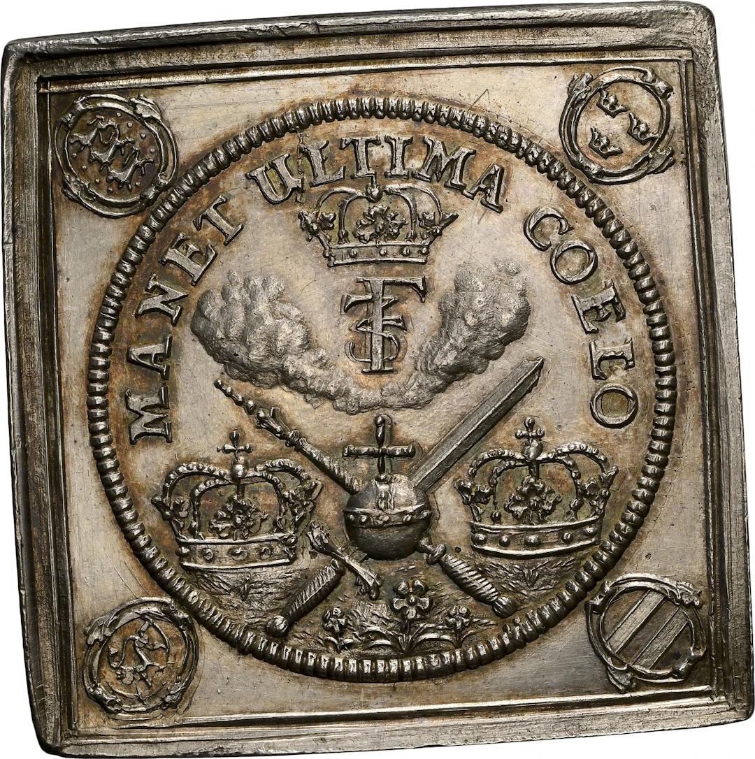 DENMARK. Death of the King Square Silver Medal, 1670. Frederik III. NGC MS-61.