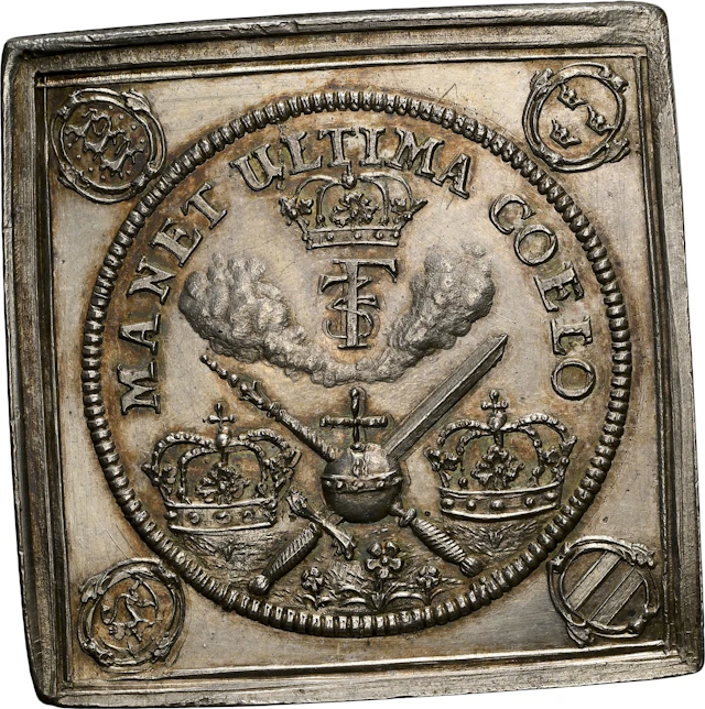 DENMARK. Death of the King Square Silver Medal, 1670. Frederik III. NGC MS-61.