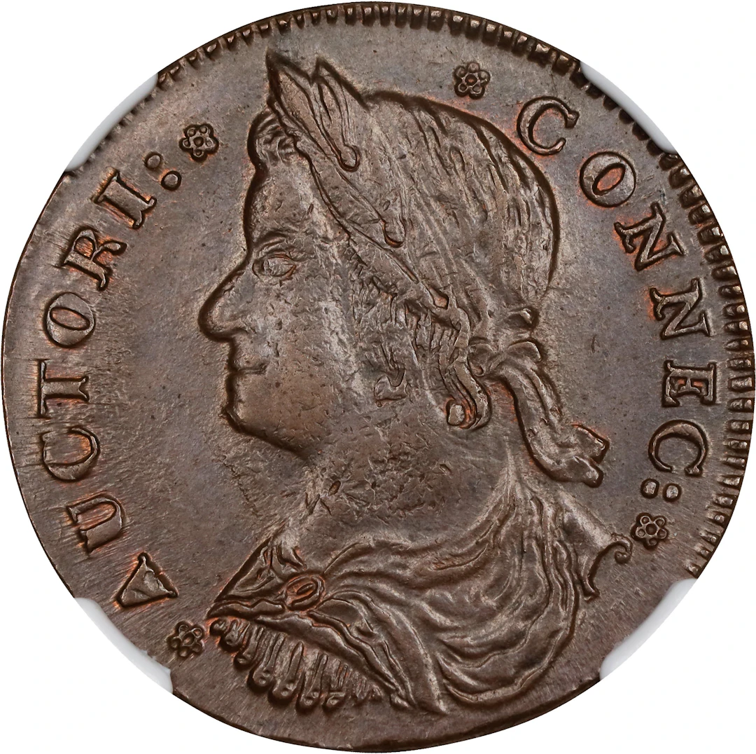 1787 Connecticut Copper. Miller 33.39-s.1, W-3960. Rarity-2. Draped