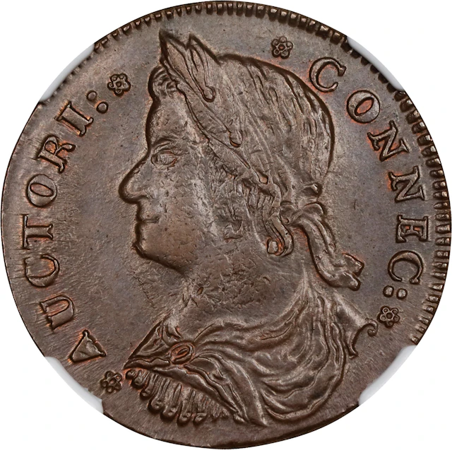 1787 Connecticut Copper. Miller 33.39-s.1, W-3960. Rarity-2. Draped