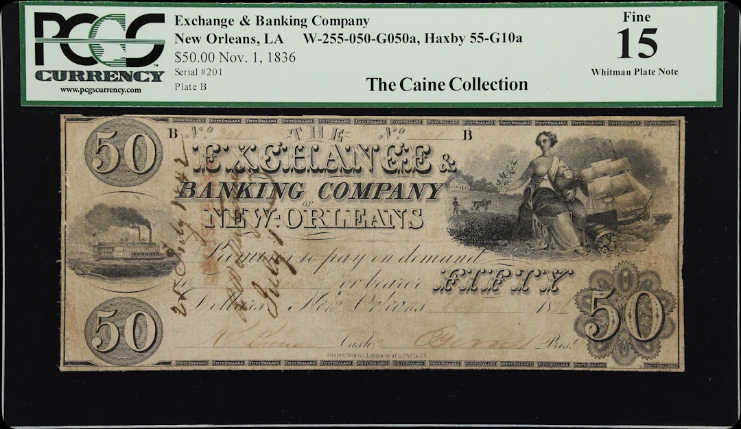 New Orleans, Louisiana. Exchange & Banking Company. 1836 $50. PCGS