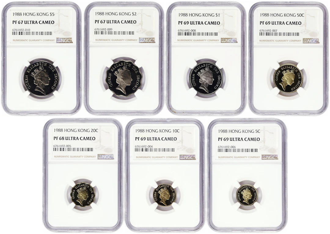 (t) HONG KONG (SAR). Proof Set (7 Pieces), 1988. Llantrisant Mint.