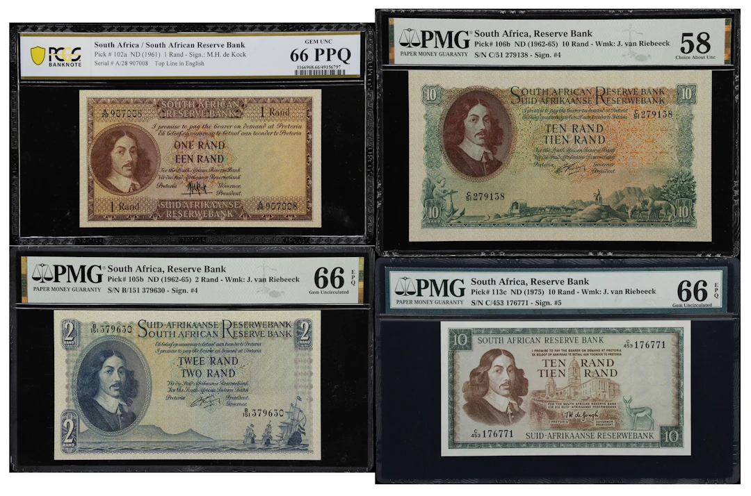 (◊) SOUTH AFRICA. Lot of (4). South African Reserve Bank. 1, 2, &