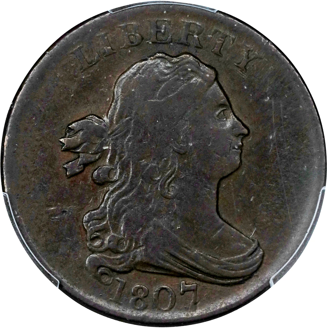1807 Draped Bust Half Cent. C-1. Rarity-1. VF-30 (PCGS).