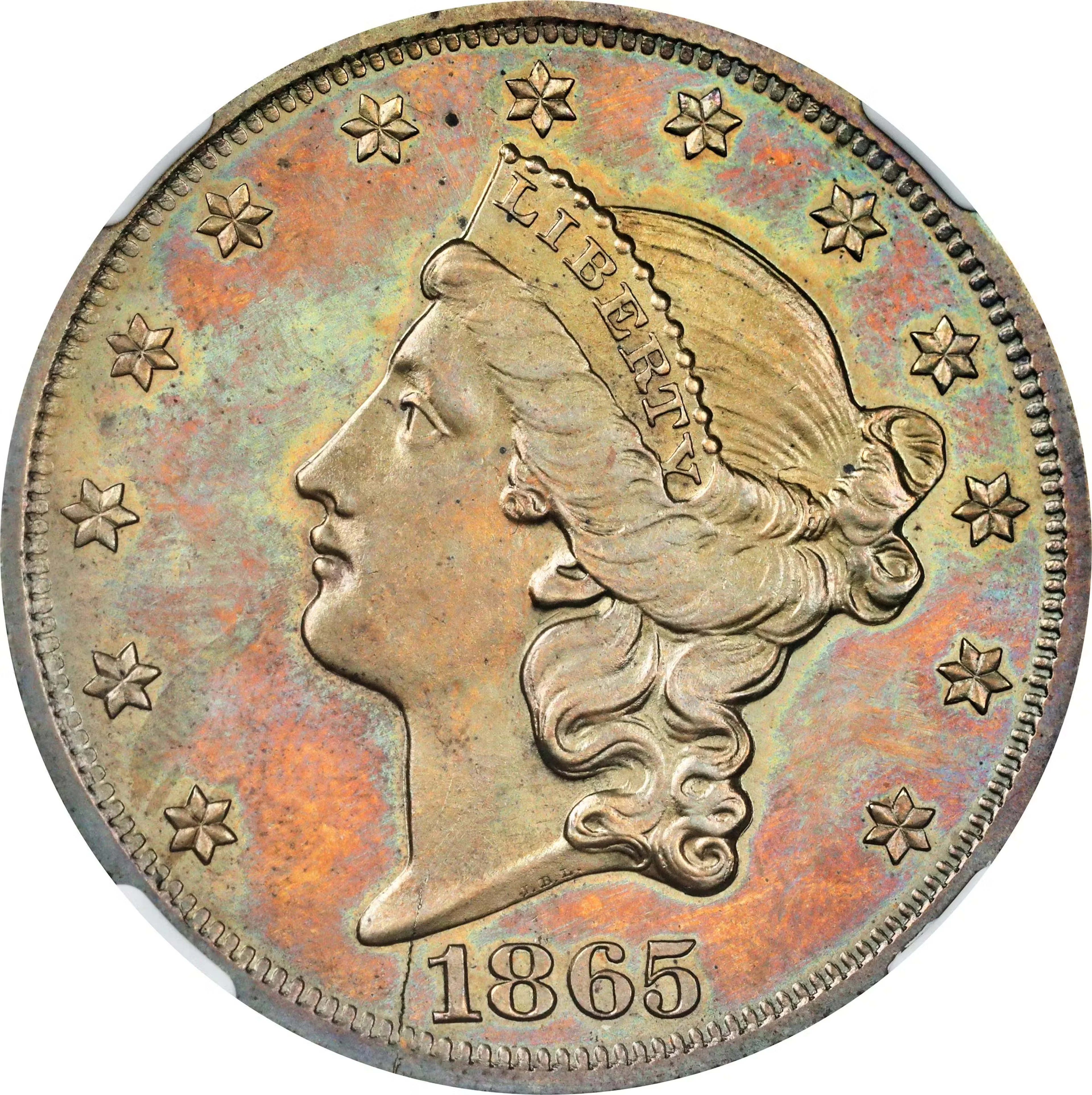1865 Pattern Liberty Head Double Eagle. Judd-453, Pollock-526. Rarity-6+.