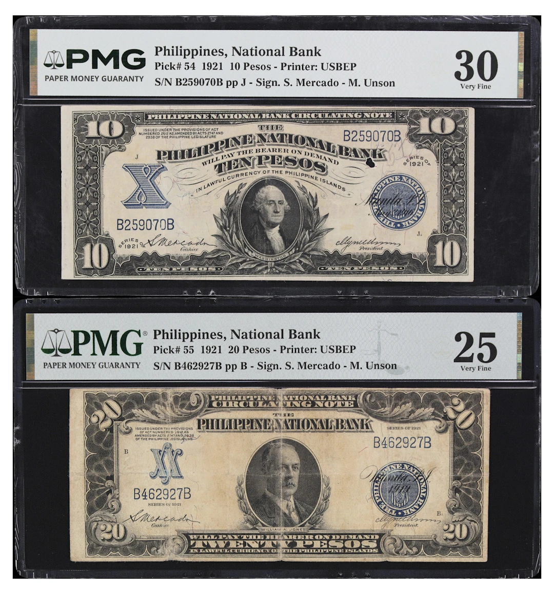 PHILIPPINES. Lot of (2). Philippine National Bank. 10 & 20 Pesos