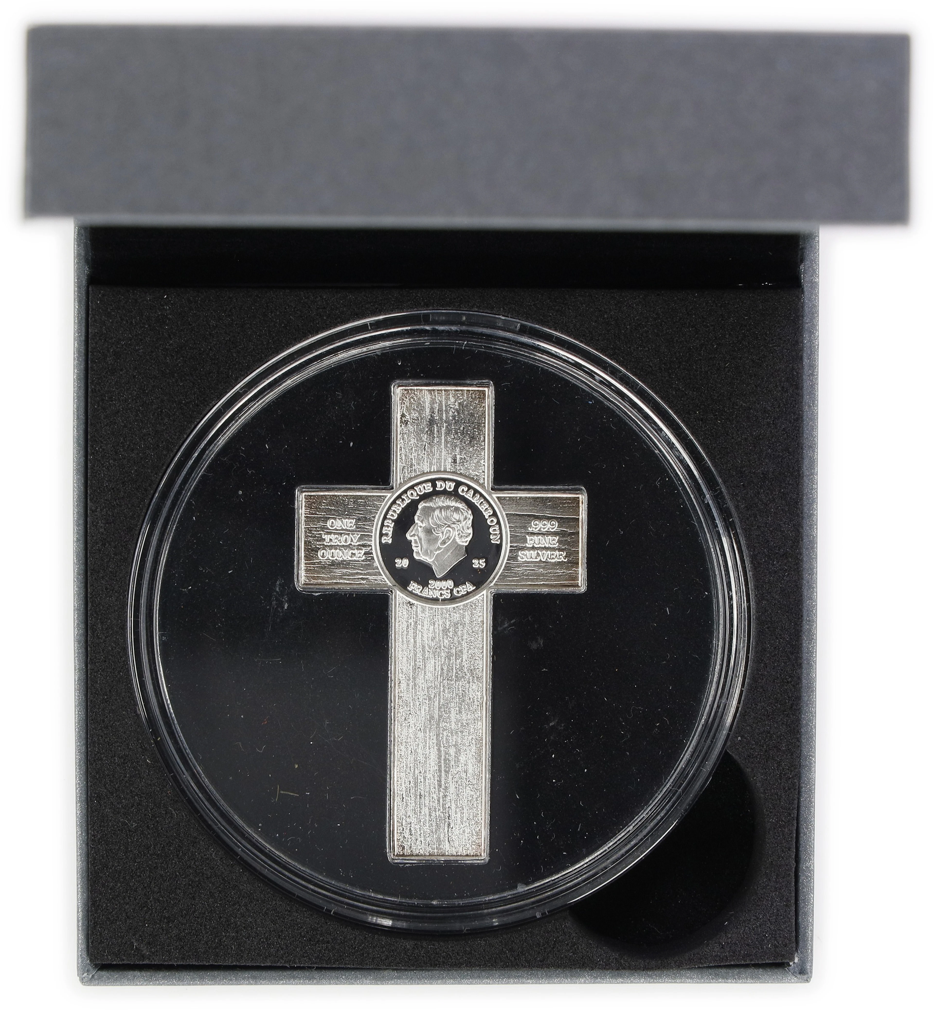 (1 oz, 31.104 g ASW). Cameroon. 2025 Crucafix 1 oz Silver 2,000 Francs.
