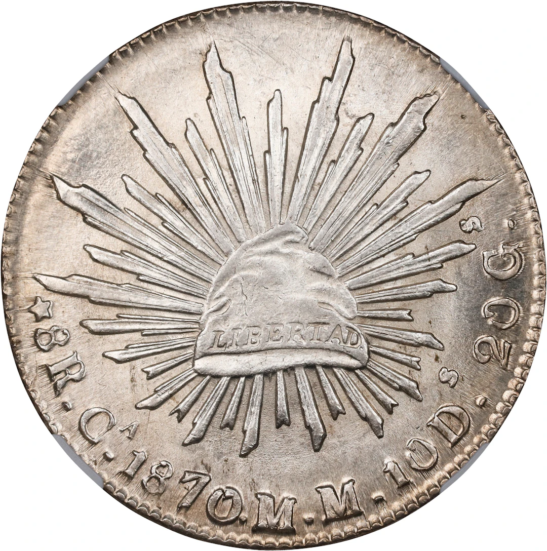 MEXICO. 8 Reales, 1870-Ca MM. Chihuahua Mint. NGC MS-63.