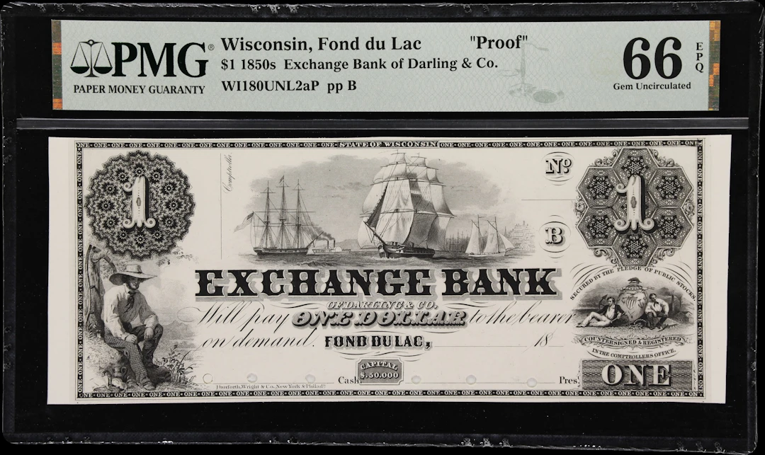 Fond du Lac, Wisconsin. Exchange Bank of Darling & Company. 18xx $1.