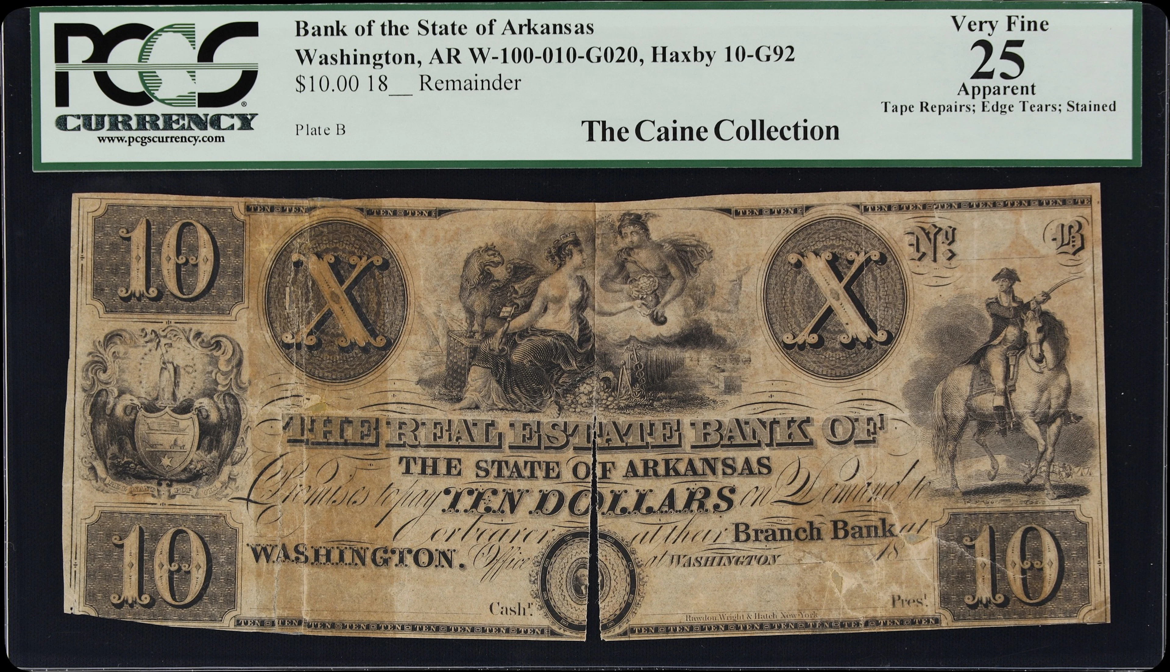 Washington, Arkansas. Bank of the State of Arkansas. 18xx $10. PCGS