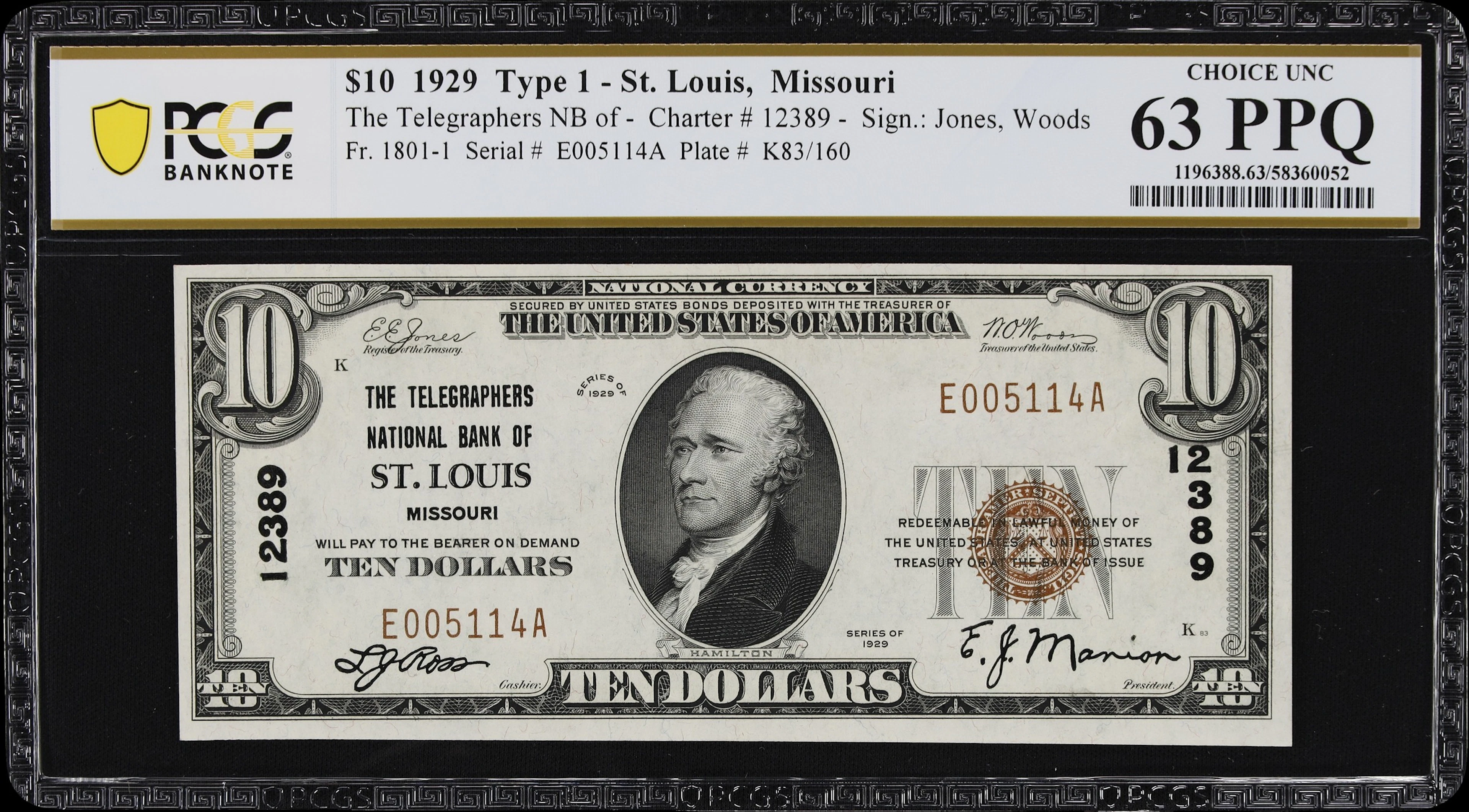 Saint Louis, Missouri. $10 1929 Ty. 1. Fr. 1801-1. Telegraphers NB.